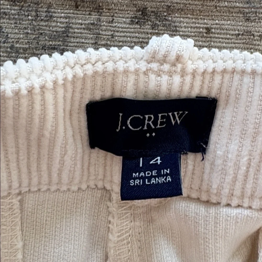 J. Crew Off-White Corduroy Trousers - wide leg - size 14 - 100% cotton